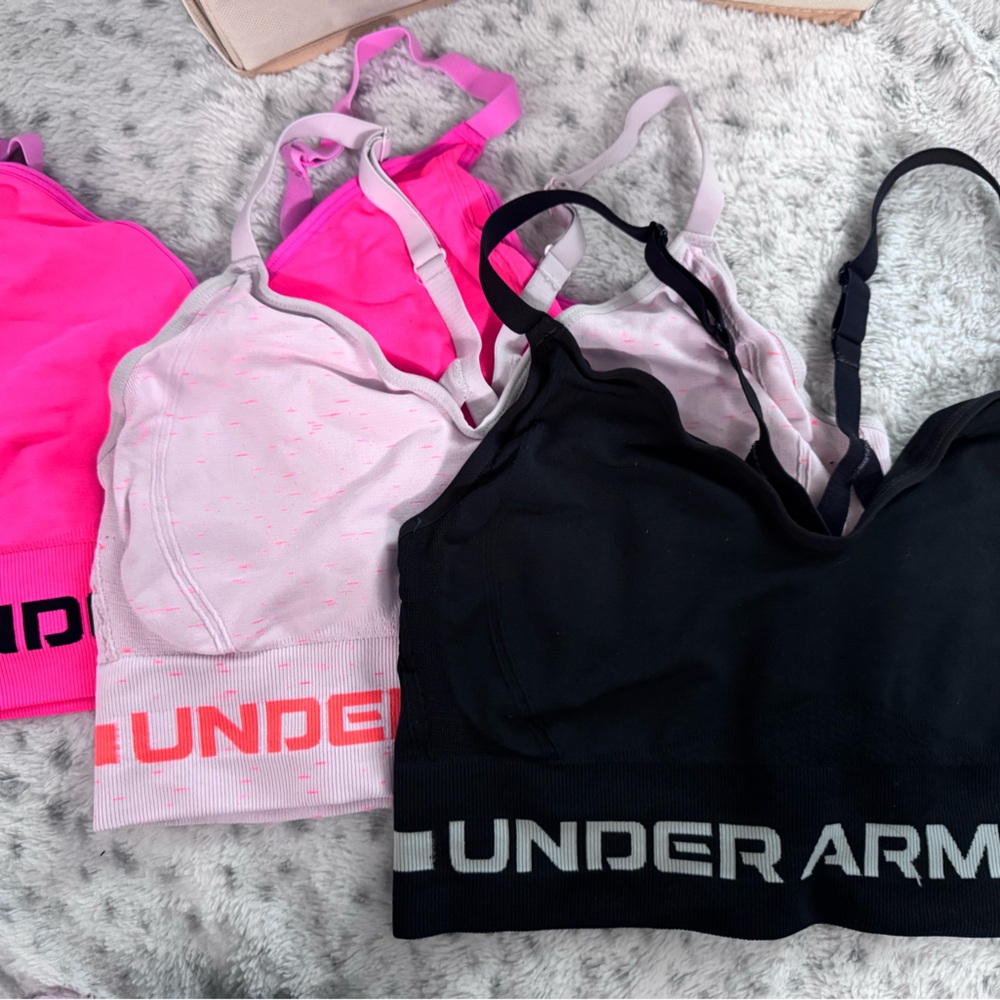Under Armour Sports Bra Trio - Neon Pink, Light Pink, Black